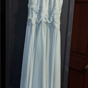 Dusty sage David’s bridal dress